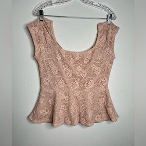 Charlotte Russe Womens Size XL Short Sleeve  Top Blouse Lace Floral Dustrose